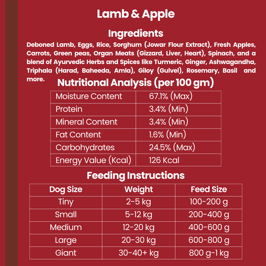 Lamb Meat and Apple - Wet Dog Food 200g